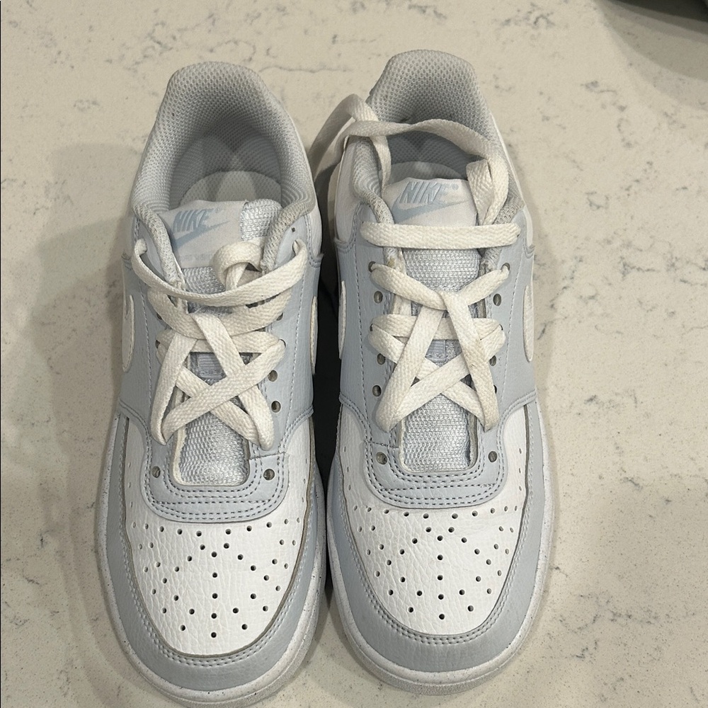 Nike Kids White and Light Blue Sneakers